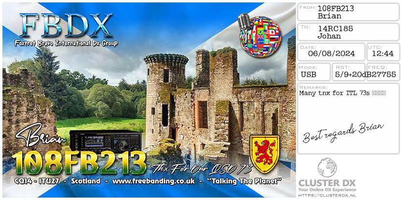 eQSL de 108FB213 BRIAN - Écosse 🏴