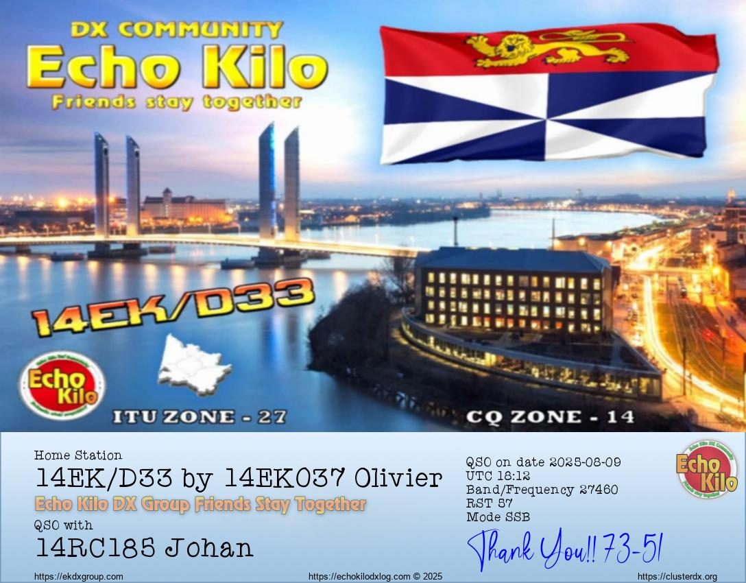 eQSL de 14EK D33 BY 14EK037 OLIVIER - France 🇫🇷