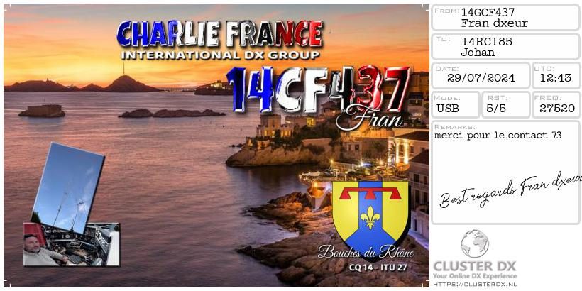 eQSL de 14GCF437 FRAN DXEUR - France 🇫🇷