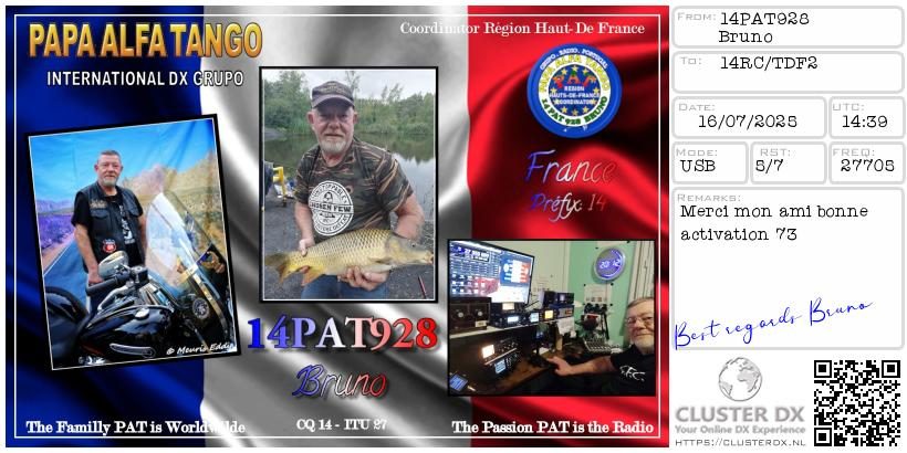 eQSL de 14PAT928 BRUNO - France 🇫🇷