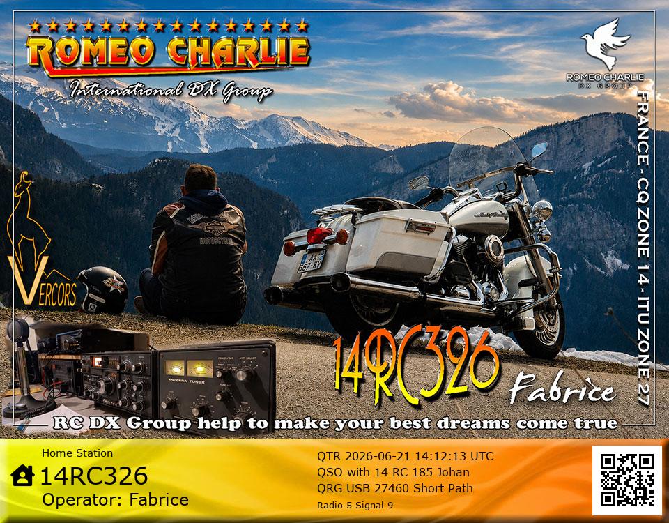 eQSL de 14RC326 FABRICE, France – contact DX bande 11 mètres 27.460 MHz