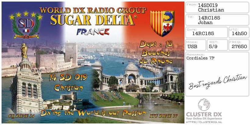 eQSL de 14SD019 CHRISTIAN - France 🇫🇷