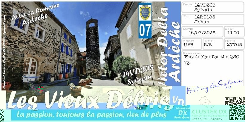 eQSL de 14VD308 SYLVAIN - France 🇫🇷