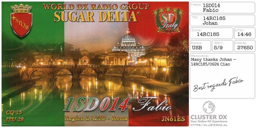 eQSL de 1SD014 FABIO - Italie 🇮🇹
