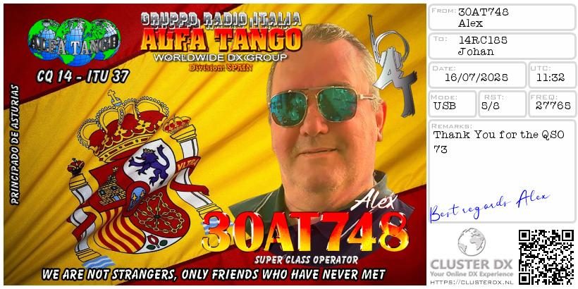 eQSL de 30AT748 ALEX - Espagne 🇪🇸