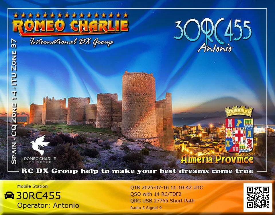 eQSL de 30RC455 ANTONIO - Espagne 🇪🇸
