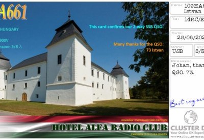 eQSL reçue de 109HA661 ISTVAN, Hongrie – contact DX bande 11 mètres 27 MHz