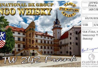 eQSL reçue de 13TW242 FRANK, Allemagne – contact DX bande 11 mètres 27 MHz