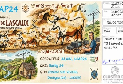 eQSL reçue de 14AP24 ALAIN, France – contact DX bande 11 mètres 27 MHz