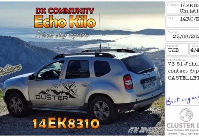 eQSL reçue de 14EK8310 CHRISTIAN, France – contact DX bande 11 mètres 27 MHz