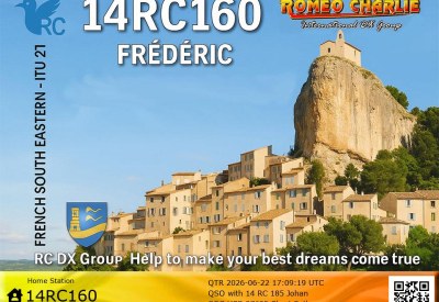 eQSL reçue de 14RC160 FREDERIC, France – contact DX bande 11 mètres 27 MHz