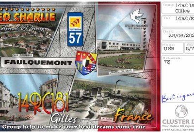 eQSL reçue de 14RC181 GILLES, France – contact DX bande 11 mètres 27 MHz
