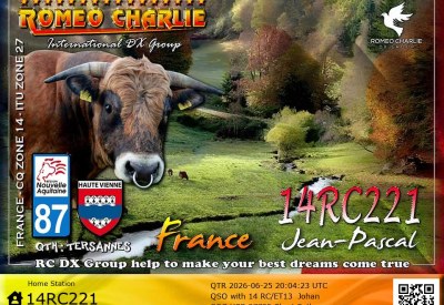 eQSL reçue de 14RC221 JEAN PASCAL, France – contact DX bande 11 mètres 27 MHz
