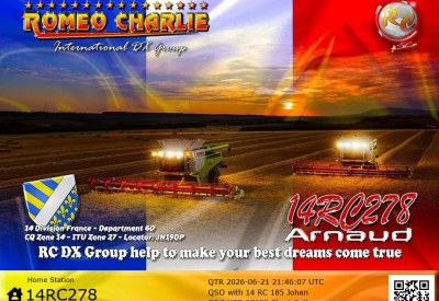 eQSL reçue de 14RC278 ARNAUD, France – contact DX bande 11 mètres 27 MHz