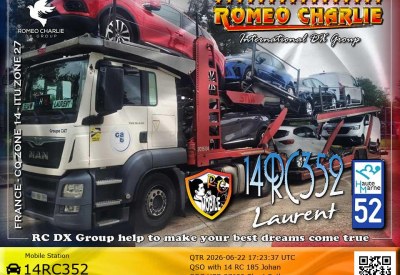 eQSL reçue de 14RC352 LAURENT, France – contact DX bande 11 mètres 27 MHz