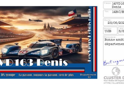 eQSL reçue de 14VD163 DENIS, France – contact DX bande 11 mètres 27 MHz