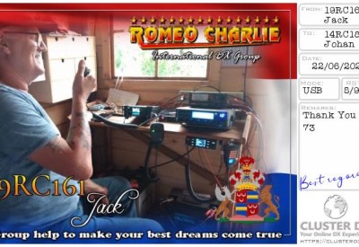eQSL reçue de 19RC161 JACK, Pays-Bas – contact DX bande 11 mètres 27 MHz