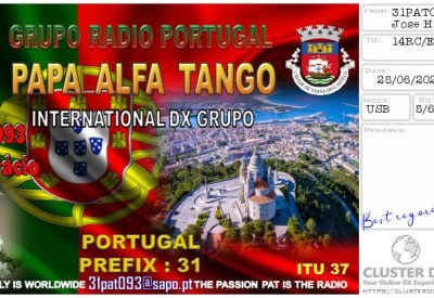 eQSL reçue de 31PAT093 JOSE, Portugal – contact DX bande 11 mètres 27 MHz