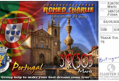 eQSL reçue de 31RC505 MARIO, Portugal – contact DX bande 11 mètres 27 MHz